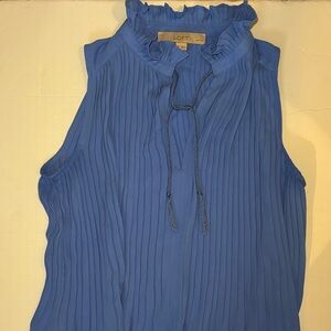 LOFT Women's Blue Ruffled Blouse